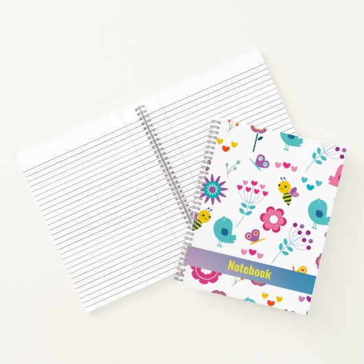 Musterfarbige Vögel Notebook Notizblock (Innenseite)