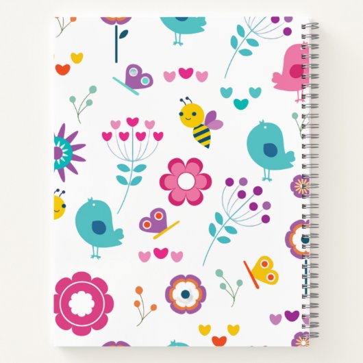 Musterfarbige Vögel Notebook Notizblock (Rückseite)