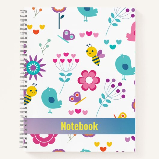 Musterfarbige Vögel Notebook Notizblock (Vorderseite)