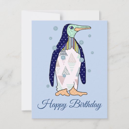Musteringuin Geburtstag Feiertagskarte (Vorderseite)