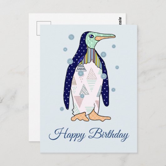 Musteringuin Geburtstag Postkarte (Vorne/Hinten)