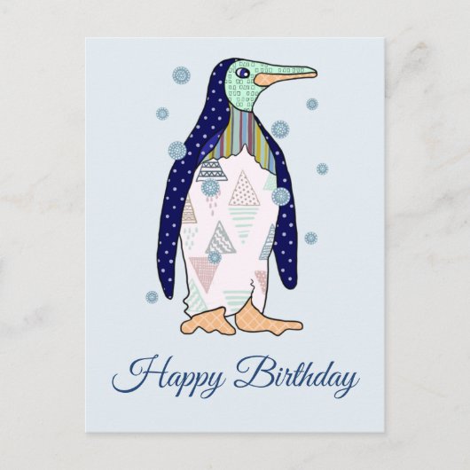 Musteringuin Geburtstag Postkarte (Vorderseite)