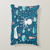 Musterjunge Navy Blue and White Nautical Ocean Dekokissen (Rückseite(Vertikal))