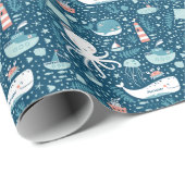 Musterjunge Navy Blue and White Nautical Ocean Geschenkpapier (Rolleneckpunkt)
