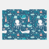 Musterjunge Navy Blue and White Nautical Ocean Geschenkpapier Set (Vorderseite)