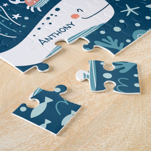 Musterjunge Navy Blue and White Nautical Ocean Puzzle (Seite)