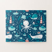 Musterjunge Navy Blue and White Nautical Ocean Puzzle (Horizontal)