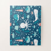 Musterjunge Navy Blue and White Nautical Ocean Puzzle (Vertikal)