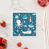 Musterjunge Navy Blue and White Nautical Ocean Serviette (Beispiel)