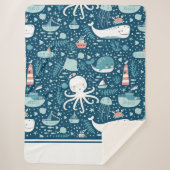 Musterjunge Navy Blue and White Nautical Ocean Sherpadecke (Vorderseite)