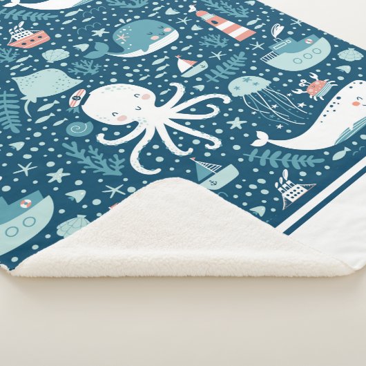 Musterjunge Navy Blue and White Nautical Ocean Sherpadecke (3/4)