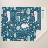 Musterjunge Navy Blue and White Nautical Ocean Sherpadecke (Vorderseite (Horizontal))