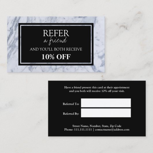 Musterkarte für ein Muster Empfehlungskarte (Vorne/Hinten)