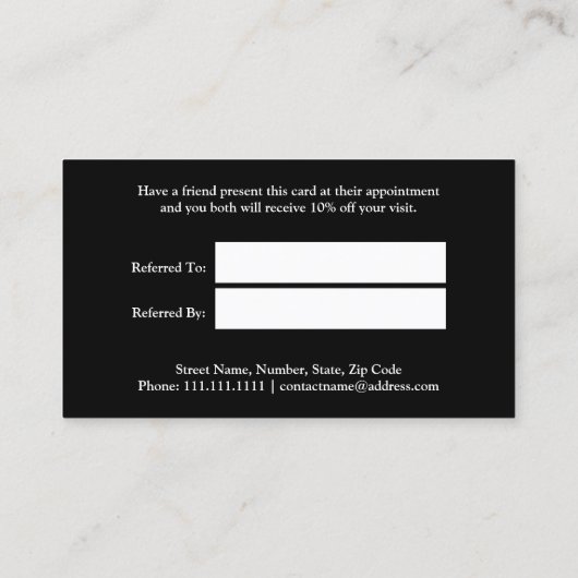 Musterkarte für ein Muster Empfehlungskarte (Rückseite)