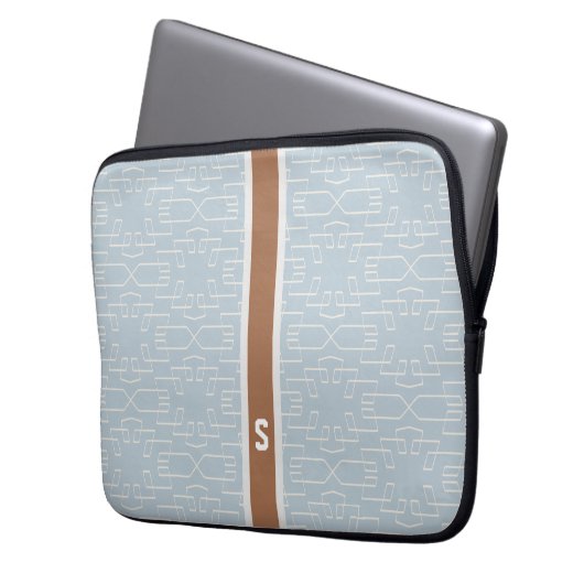 Mustermonogramm des blauen Graus des Chic Laptopschutzhülle (Vorderseite Links)