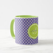 Mustermonogramm des lila Fischgrätenmusters des Tasse (Vorderseite Links)