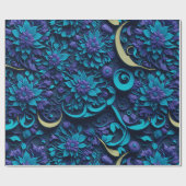 Musterpapier für lila und blaue Blume Geschenkpapier (Flach)