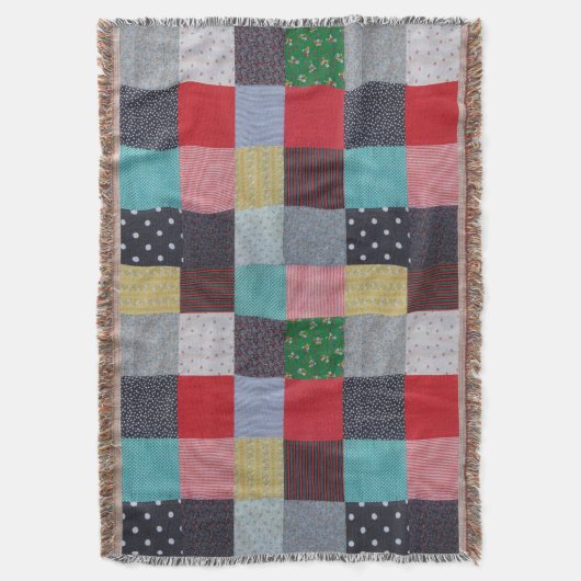Musterquadrate Vintage farbige Patchwork Decke (Vorderseite Vertikal)