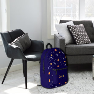 Musterraum lila orange blau Name Bedruckter Rucksack