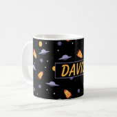 Musterraum orange schwarzer Name Kaffeetasse (Vorderseite Links)