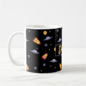 Musterraum orange schwarzer Name Kaffeetasse (Links)
