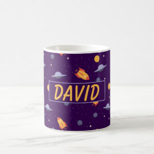 Musterraum orange violett Name Kaffeetasse