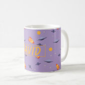 Musterraum orangen lila Name Kaffeetasse (VorderseiteRechts)