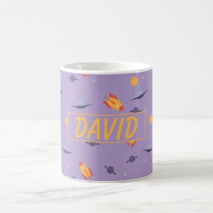 Musterraum orangen lila Name Kaffeetasse