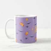 Musterraum orangen lila Name Kaffeetasse (Links)