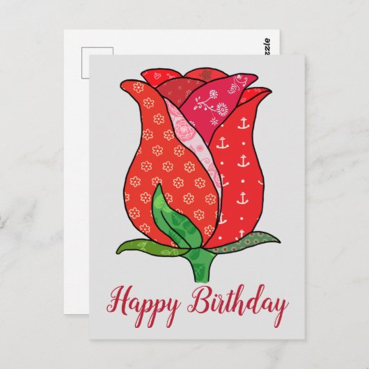 Musterrose Postkarte (Vorne/Hinten)