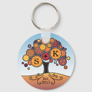 Musterstruktur für Monogramm-Hochzeiten im Herbst Schlüsselanhänger