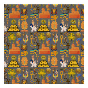 Mustersymbol Altägyptische Hieroglyphen Poster