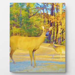 Musturd Colored Deer mit hellblau Fotoplatte
