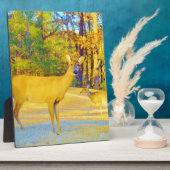 Musturd Colored Deer mit hellblau Fotoplatte (Seite)