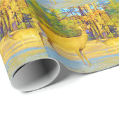 Musturd Colored Deer mit hellblau Geschenkpapier (Rolleneckpunkt)