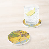 Musturd Colored Deer mit hellblau Getränkeuntersetzer (Seite)