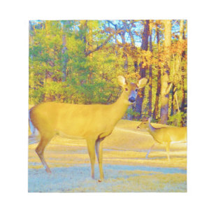 Musturd Colored Deer mit hellblau Notizblock