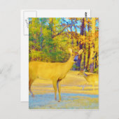 Musturd Colored Deer mit hellblau Postkarte (Vorne/Hinten)