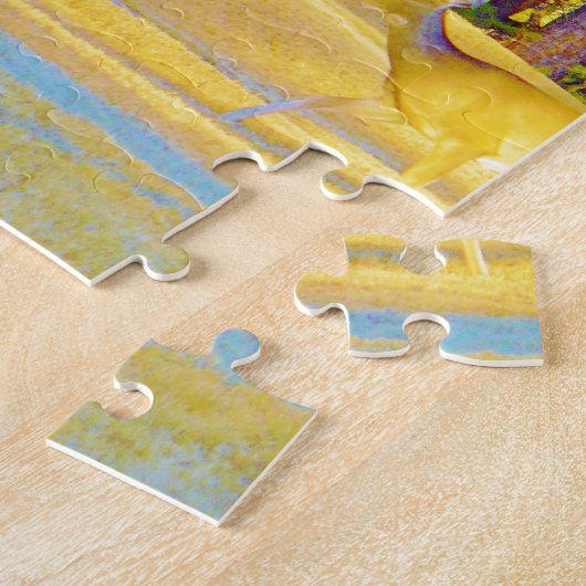 Musturd Colored Deer mit hellblau Puzzle (Seite)