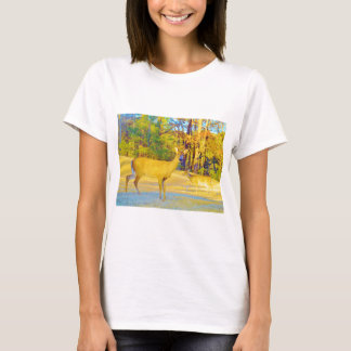 Musturd Colored Deer mit hellblau T-Shirt