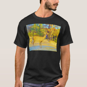 Musturd Colored Deer mit hellblau T-Shirt