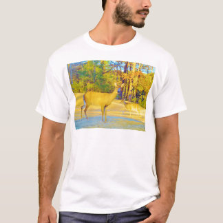 Musturd Colored Deer mit hellblau T-Shirt