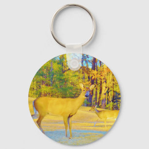 Musturd Colored Deer with light blue Schlüsselanhänger