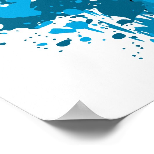 Mut Abstrakter Spritzer Blau & Weiß Poster (Ecke)