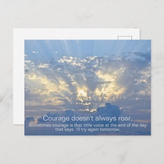 Mut brüllt nicht immer - Insprationales Zitat Postkarte (Vorne/Hinten)