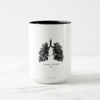 "Mut einfassen" Konzeptkunst | Lungen aus Blättern Tasse