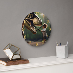 **"Mut entfesselt: Ein kleiner Junge sieht dem T-R Große Wanduhr