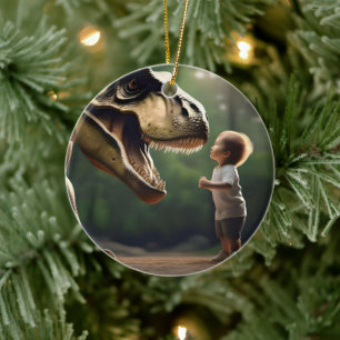 **"Mut entfesselt: Ein kleiner Junge sieht dem T-R Keramik Ornament