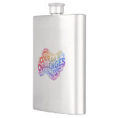 Mut erobert Herausforderungen. Flachmann (Links)