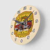 Mut Feuerwehrleute für Feuerwehrfahrzeuge Runde Wanduhr (Winkel)